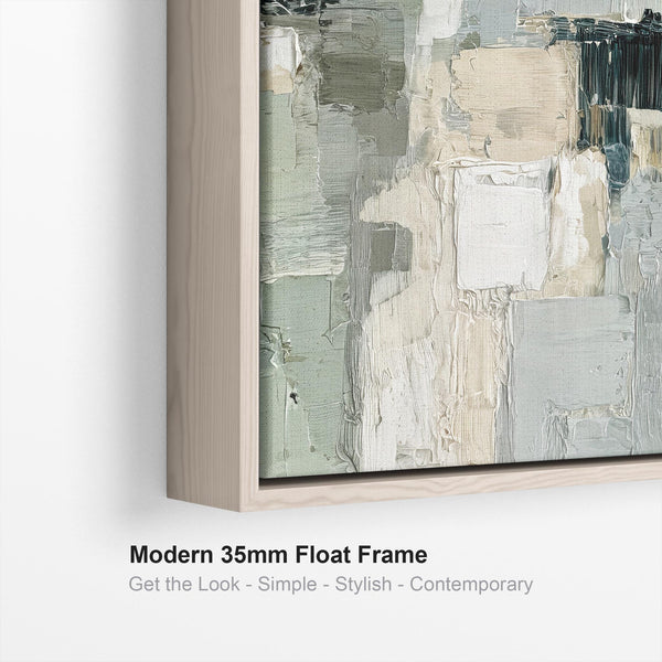 Framed Green Cream Abstract Wall Art for Hallway - Fern Nature