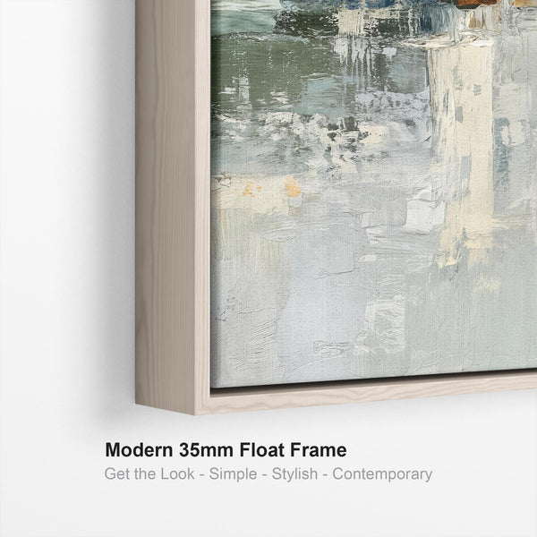 Living Room Wall Art for Lounge - Framed Green Cream Abstract