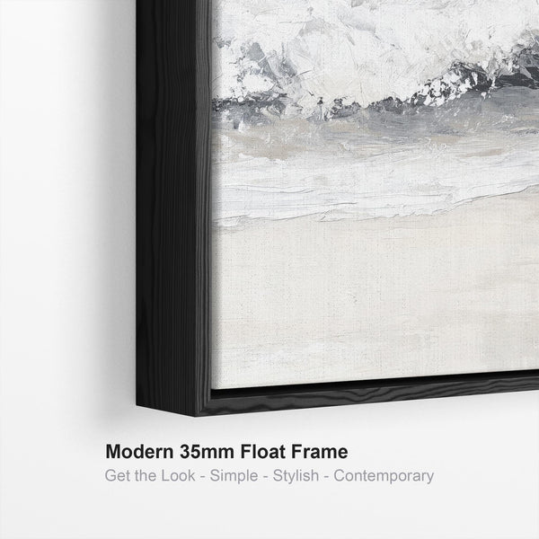 Abstract Greige Grey Beige Framed Wall Art Canvas Print for Kitchen