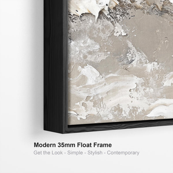 Kitchen Artwork Print Framed Canvas Grey and Beige Abstract