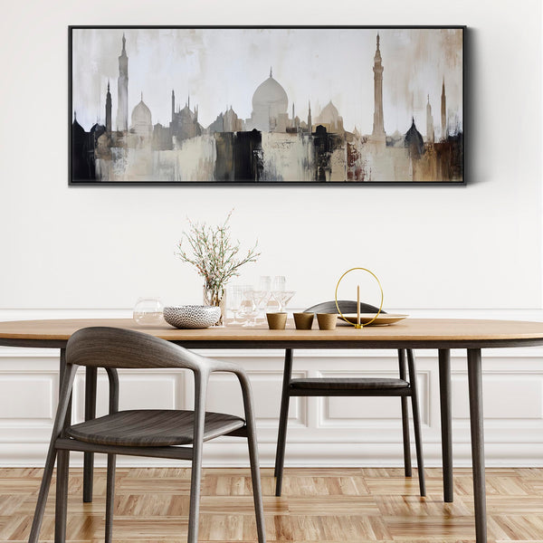 Wide Abstract Islamic Skyline - Framed Long Canvas Wall Art