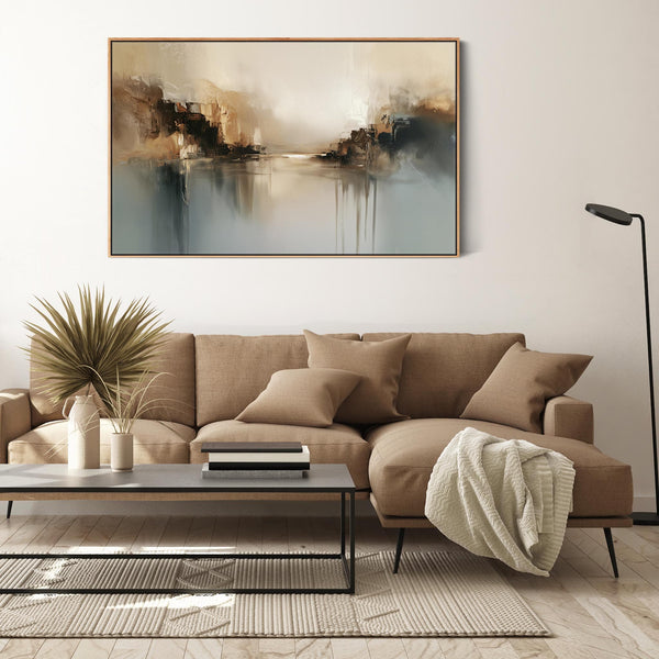 Extra Large Abstract Landscape - Teal Reflection 2 - Canvas Art