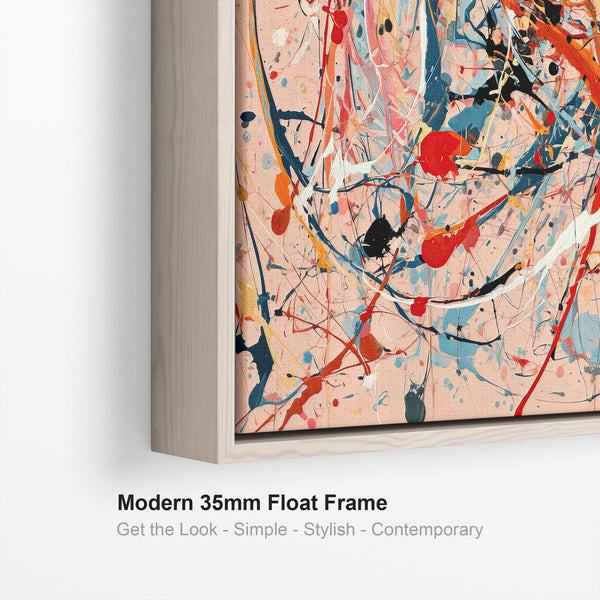 Hallway Framed Wall Art Canvas - Abstract Pollock Style - Flux