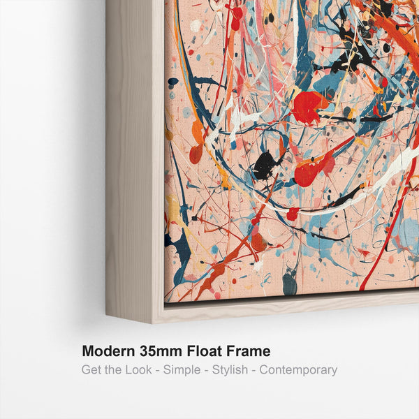 Hallway Framed Wall Art Canvas - Abstract Pollock Style - Flux