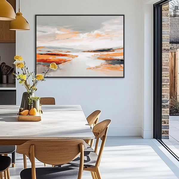 Abstract Rust Landscape - Framed Wall Art - Orange Grey