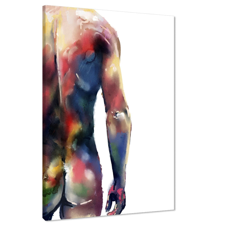 Multi Coloured Figurative Nude Male Drawing Canvas Wall Art Picture - 1RP1410M