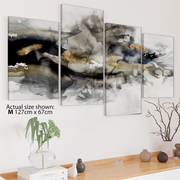 Abstract Black and White Gold Design Canvas Art Prints
