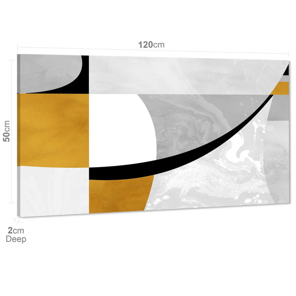 Abstract Mustard Yellow Grey Painting Canvas Art Pictures