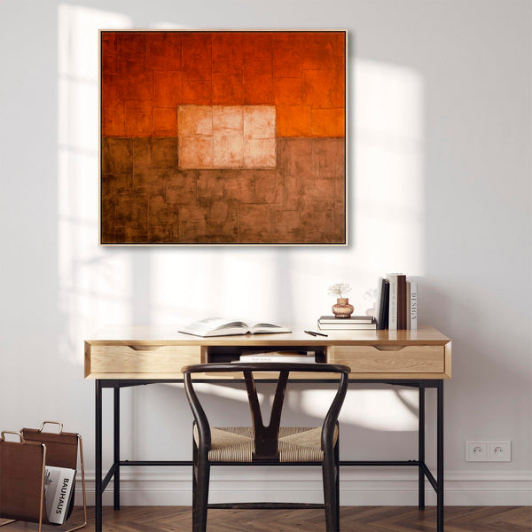 Rust Orange Canvas Artwork Framed - Autumn Patina