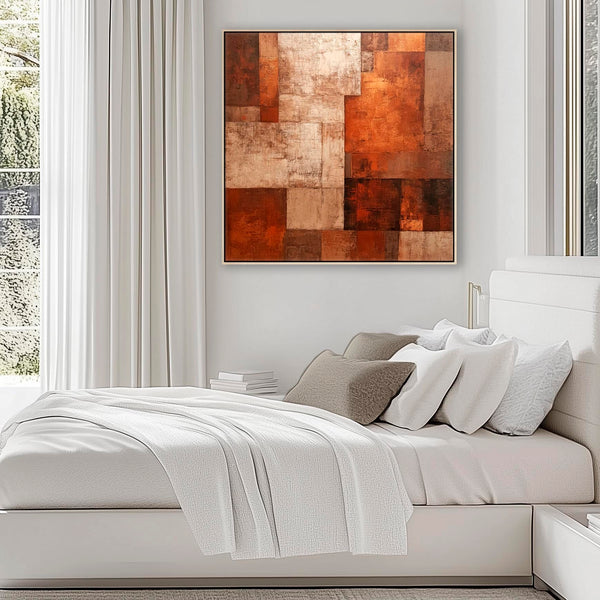 Rusty Orange Abstract Framed Canvas - Autumn Veil