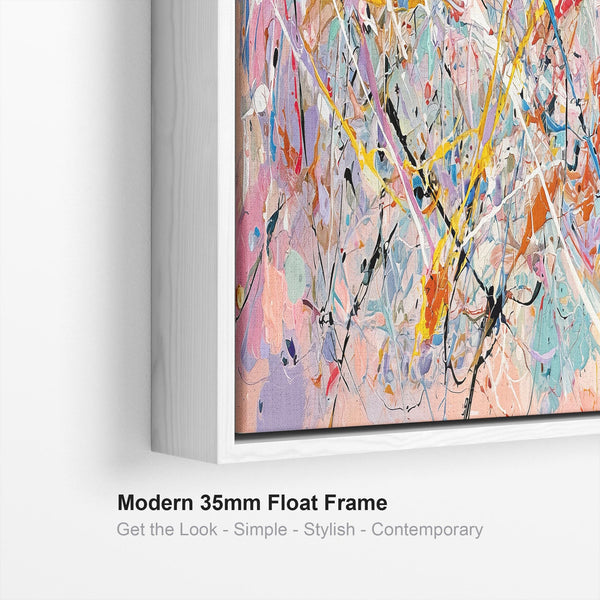 Wide Awake Bright Bedroom with Abstract Colourful Wall Art