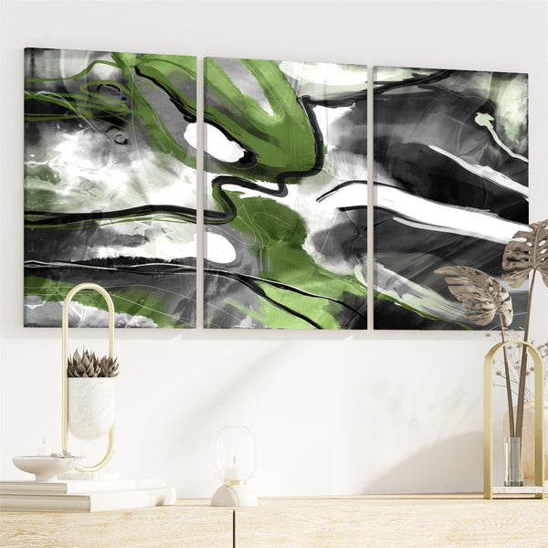 Abstract Lime Green Black Graphic Canvas Art Prints