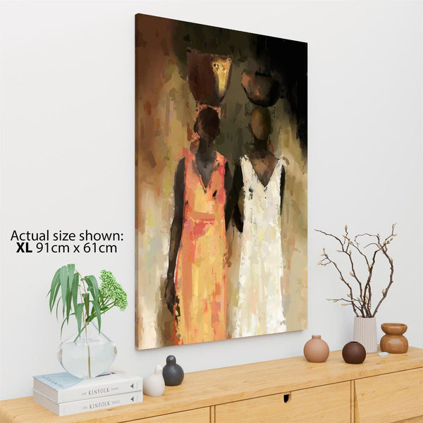 Orange White Figurative Ethnic African Woman Canvas Art Prints