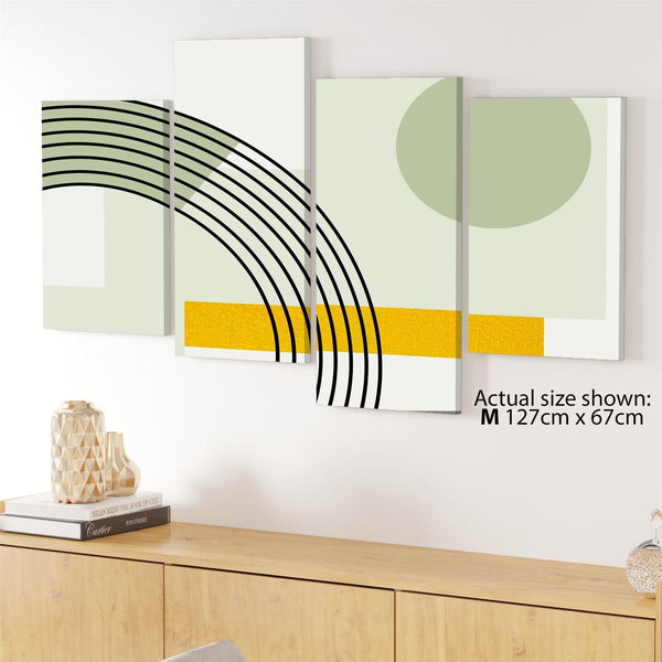 Abstract Sage Green Yellow Geometric Design Canvas Art Prints