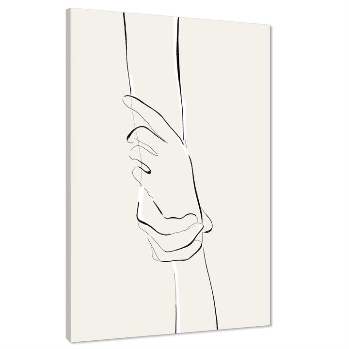 Abstract Black and White Holding Tight Canvas Wall Art Print - 1RP874M