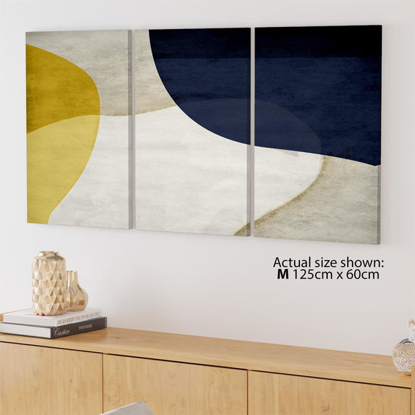Abstract Mustard Navy Design Canvas Wall Art Print