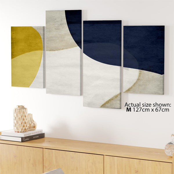 Abstract Mustard Navy Design Canvas Wall Art Print