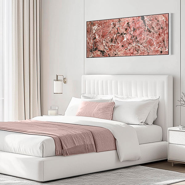 Wide Bedroom Wall Art Canvas Framed Blush Artwork for over Bed