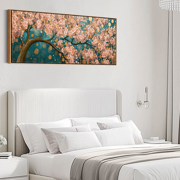 Pink Blue Gustav Klimt inspired Bedroom over Bed Canvas Art