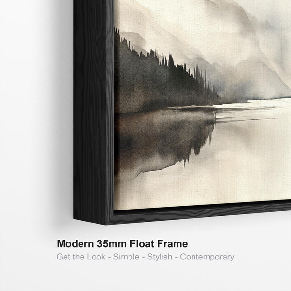 Bedroom Wall Art over Bed Horizontal Wide Framed Canvas Neutral Brown Panoramic