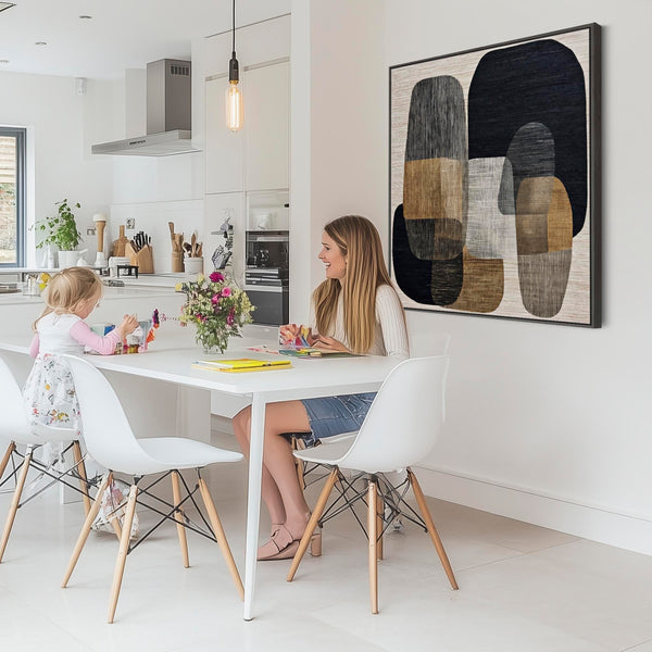 Beige Black Japandi Framed Wall Art Wabi Sabi - Linen Stillness