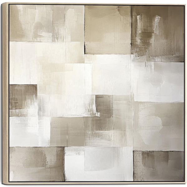 Entrance Hallway Neutral Abstract Artwork Canvas Print Framed Beige