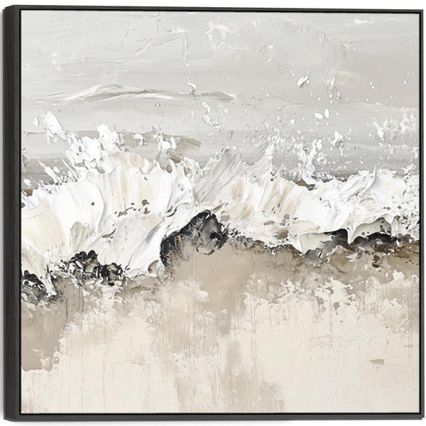 Greige Abstract Kitchen Diner Framed Artwork on Canvas Beige Grey