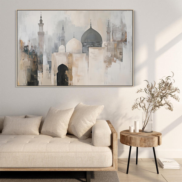 Large Neutral Beige Grey - Islamic Wall Art - Abstract Mosque
