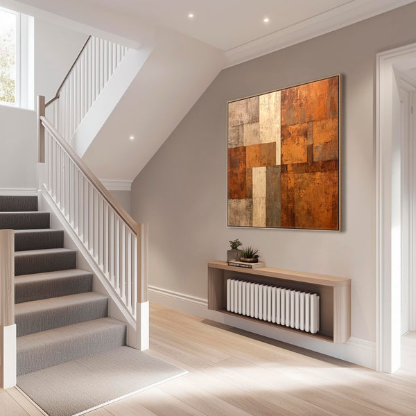 Beige Orange Rust Abstract Wall Art - Urban Fields