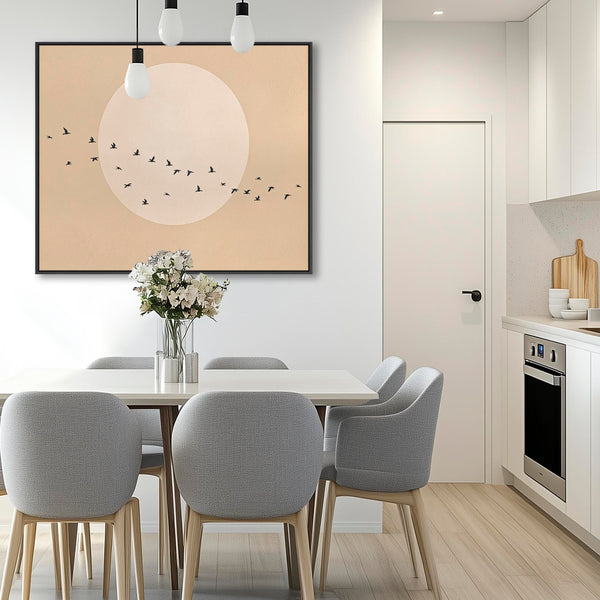Neutral Black Japandi - Canvas Wall Art - Frame Included