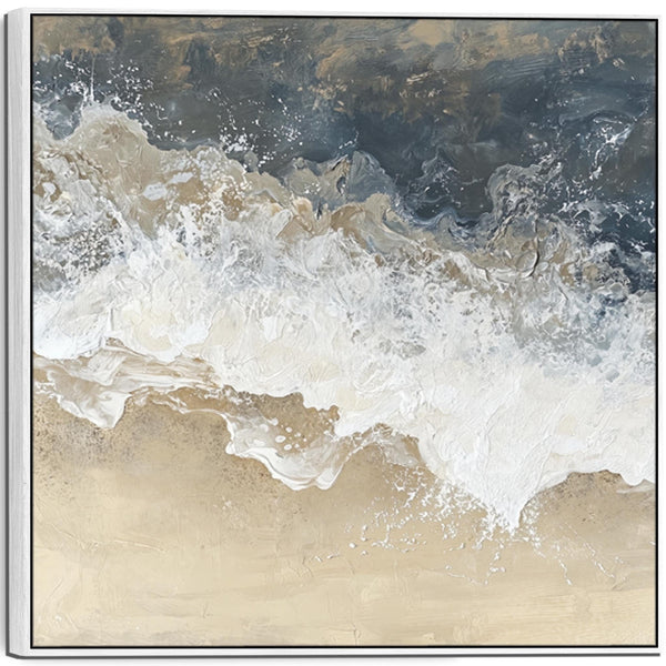 Beach Coastal Artwork Canvas Print Framed for Kitchen Blue