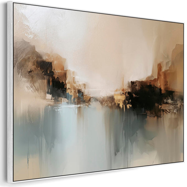 Living Room Framed Wall Art Print in Blue on Canvas For Lounge