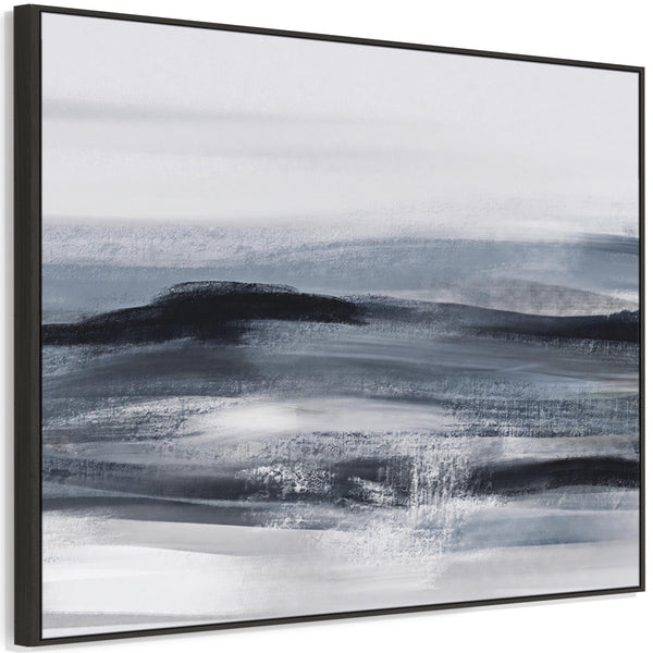 Extra Large Blue Grey Abstract Framed Artwork Canvas - Deep Ocean Swell