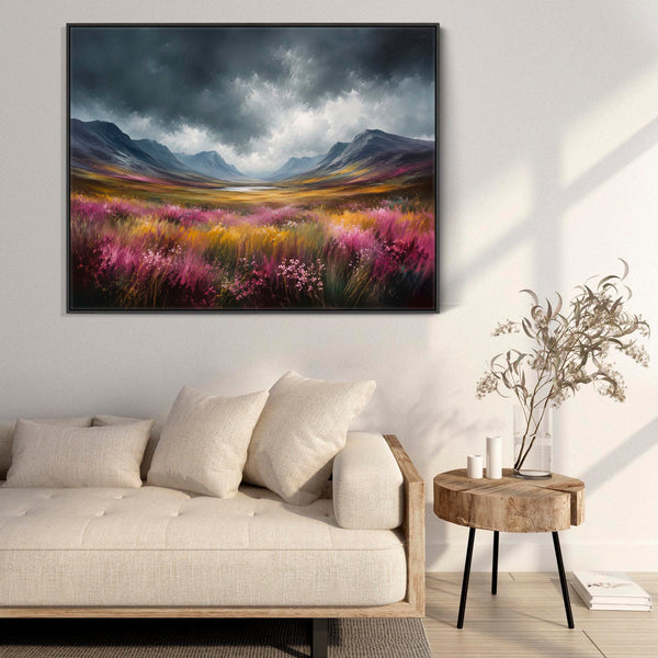 Large Framed Scottish Wall Art - Highland Heather
