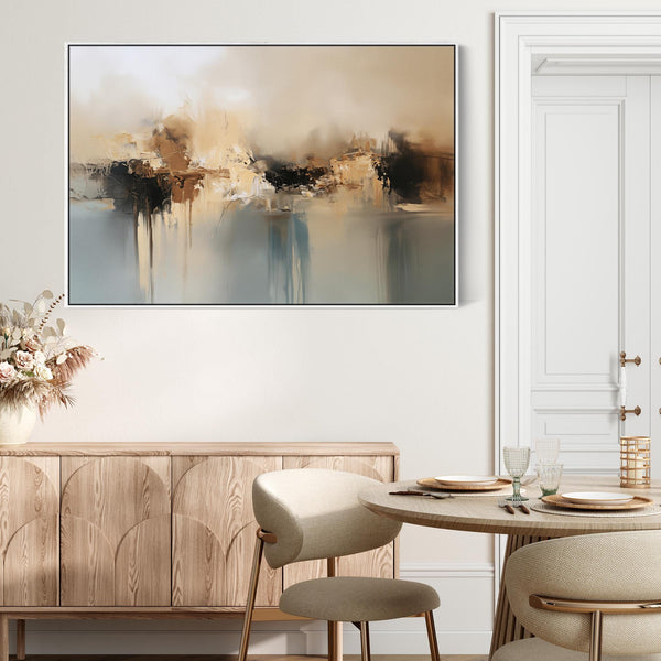 Teal Gold Canvas Framed Wall Art Print - Hushed