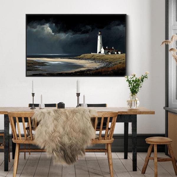 Extra Large Framed Scottish Canvas Artwork - Lighthouse - Calm before the Storm