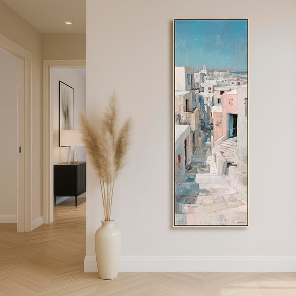Tall Hallway Framed Wall Art Canvas Print Narrow Mykynos Path