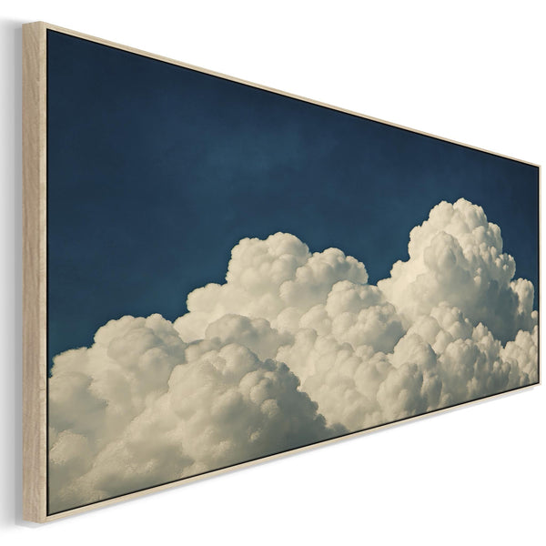 Wide Panoramic Clouds Framed Long Wall Art Canvas