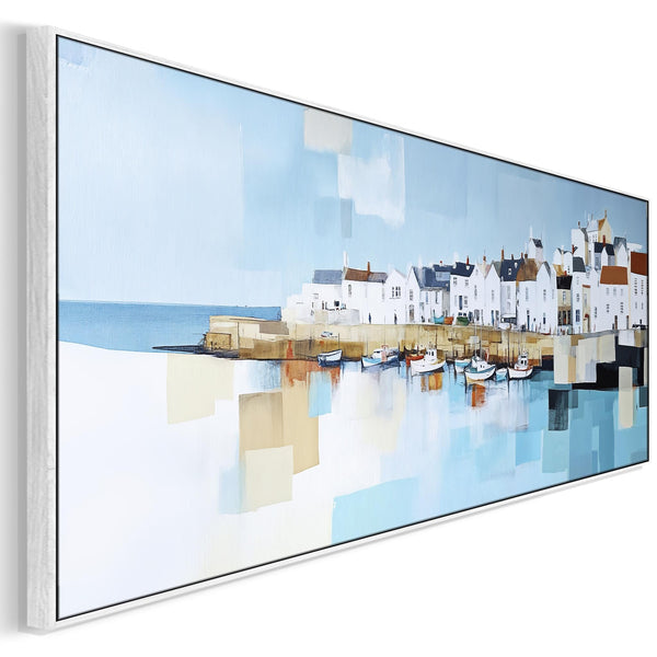 Wide Living Room Wall Art - Framed Cornish Coastal Artwork for Lounge