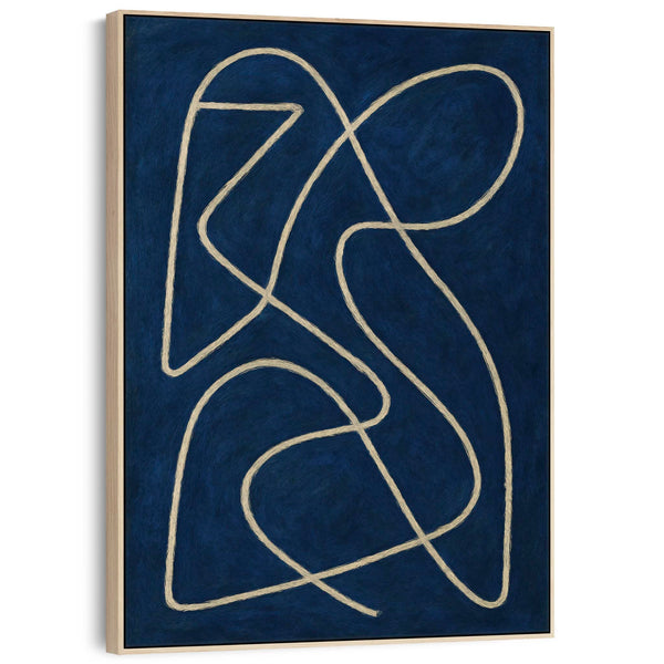 Blue White Abstract Framed Canvas Matisse Style - Exploration