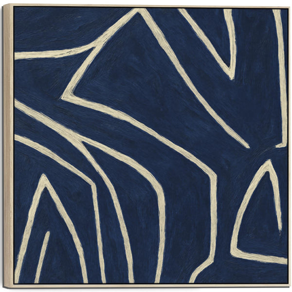 Blue White Abstract Framed Canvas XL Square - Matrix