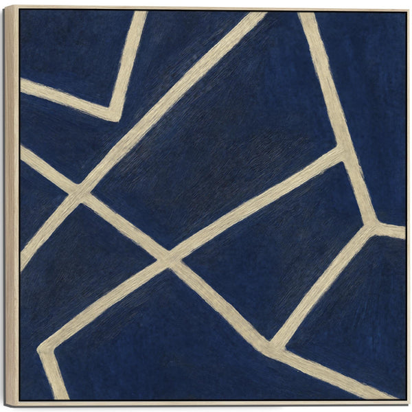 Blue White Abstract Artwork Framed XL Square - Pathways