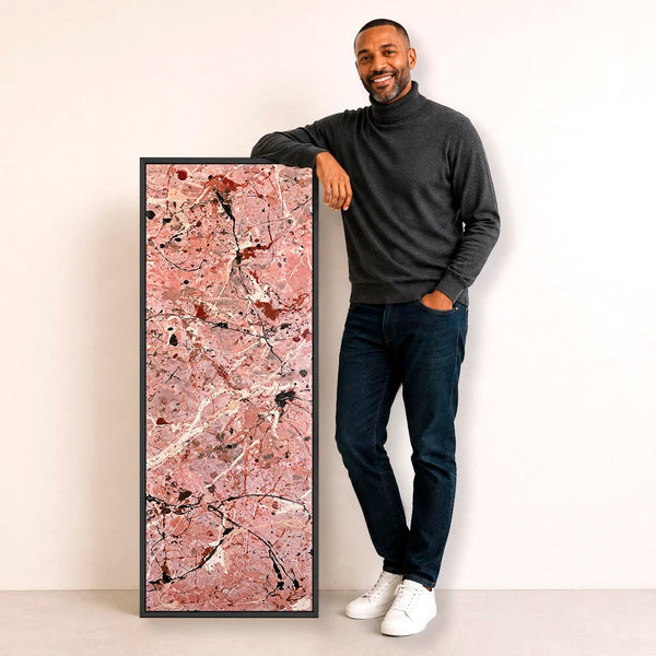 Tall Pink Hallway Wall Art - Framed Blush Abstract for Hall
