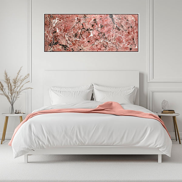 Wide Bedroom Wall Art Canvas Framed Blush Artwork for over Bed