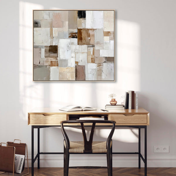 Hallway Framed Canvas Neutral Blush Brown Entrance Way Artwork