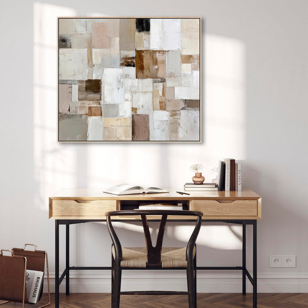 Hallway Framed Canvas Neutral Blush Brown Entrance Way Artwork