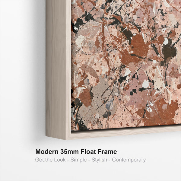 Framed Art for Living Room Lounge - Blush Jackson Pollock Style