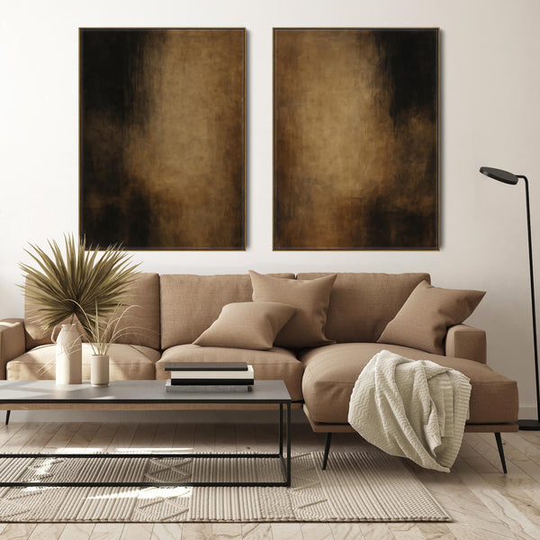 Brown Beige Black Framed Artwork Canvas Coffee Wish