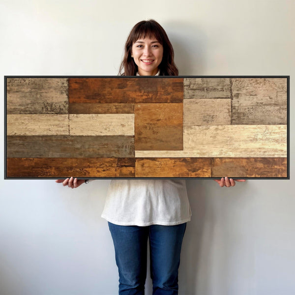 Wide Brown Beige Panoramic Artwork Print Canvas Horizontal Earth