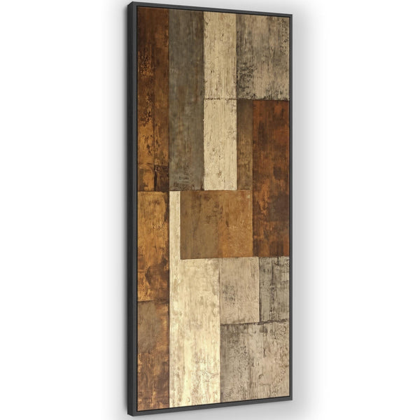 Upright Brown Beige Vertical Artwork Canvas Narrow Earth
